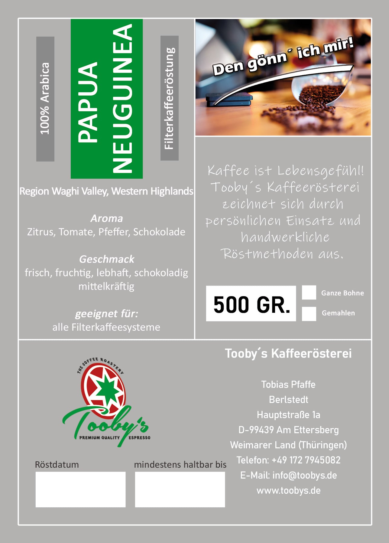 Filterkaffee PAPUA NEU GUINEA Waghi Valley Western Highlands